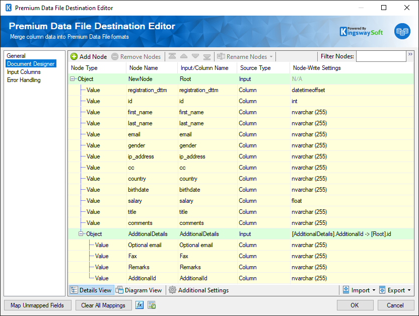 Premium Data File Destination Editor